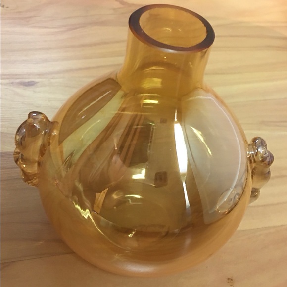 Amber Iridescent Glass Bulb Vase 6in - Picture 8 of 12